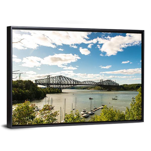 Quebec City Bridge In Canada Canvas Wall Art-3 Horizontal-Gallery Wrap-25" x 16"-Tiaracle