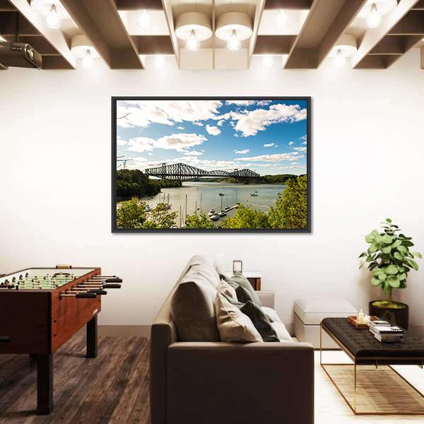 Quebec City Bridge In Canada Canvas Wall Art-3 Horizontal-Gallery Wrap-25" x 16"-Tiaracle