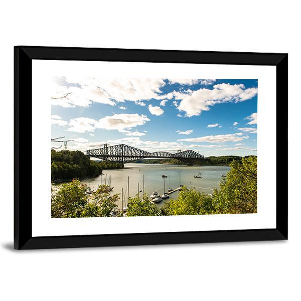 Quebec City Bridge In Canada Canvas Wall Art-3 Horizontal-Gallery Wrap-25" x 16"-Tiaracle