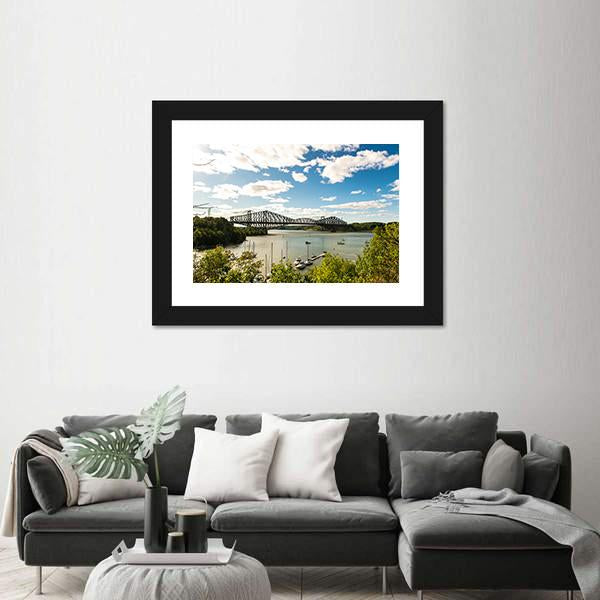 Quebec City Bridge In Canada Canvas Wall Art-3 Horizontal-Gallery Wrap-25" x 16"-Tiaracle