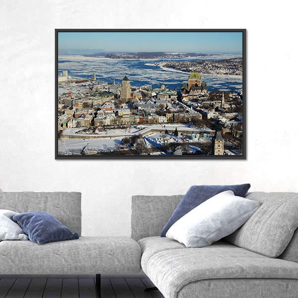 Quebec City In Winter Canvas Wall Art-3 Horizontal-Gallery Wrap-25" x 16"-Tiaracle