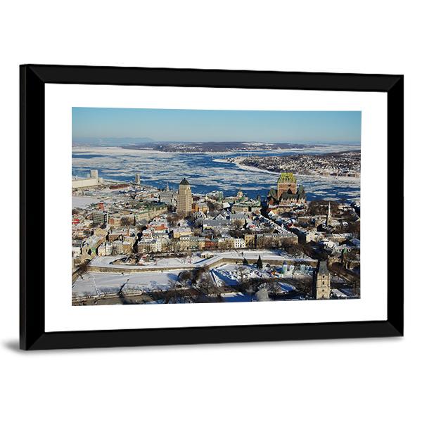 Quebec City In Winter Canvas Wall Art-3 Horizontal-Gallery Wrap-25" x 16"-Tiaracle
