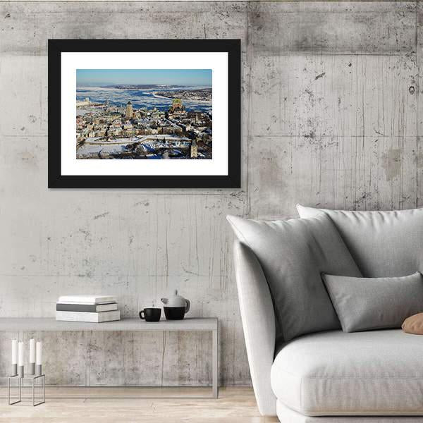 Quebec City In Winter Canvas Wall Art-3 Horizontal-Gallery Wrap-25" x 16"-Tiaracle