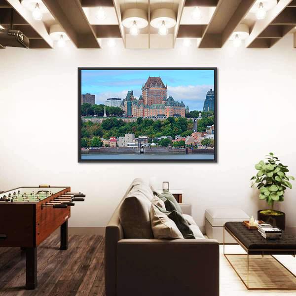 Quebec City Skyline Over River Canvas Wall Art-5 Horizontal-Gallery Wrap-22" x 12"-Tiaracle