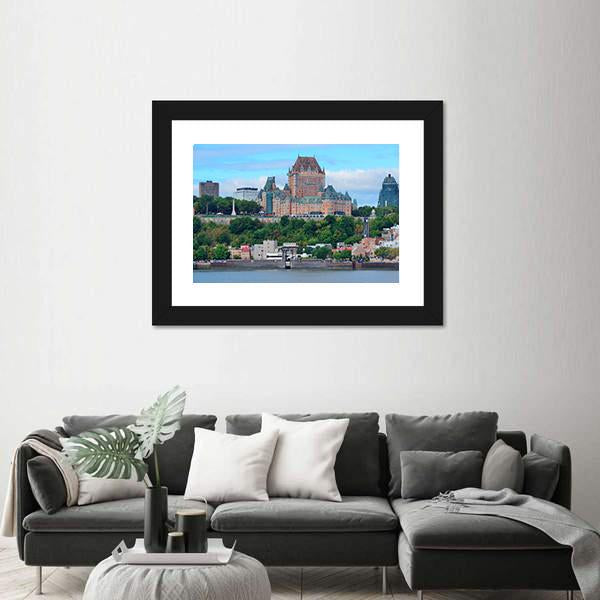 Quebec City Skyline Over River Canvas Wall Art-5 Horizontal-Gallery Wrap-22" x 12"-Tiaracle