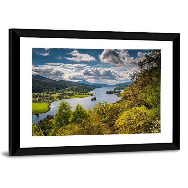 Queens View Near Pitlochry In Scotland Canvas Wall Art-3 Horizontal-Gallery Wrap-25" x 16"-Tiaracle