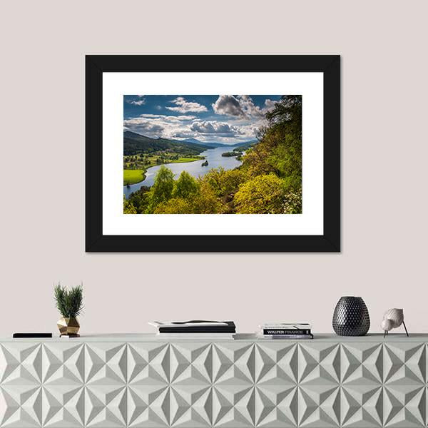Queens View Near Pitlochry In Scotland Canvas Wall Art-3 Horizontal-Gallery Wrap-25" x 16"-Tiaracle