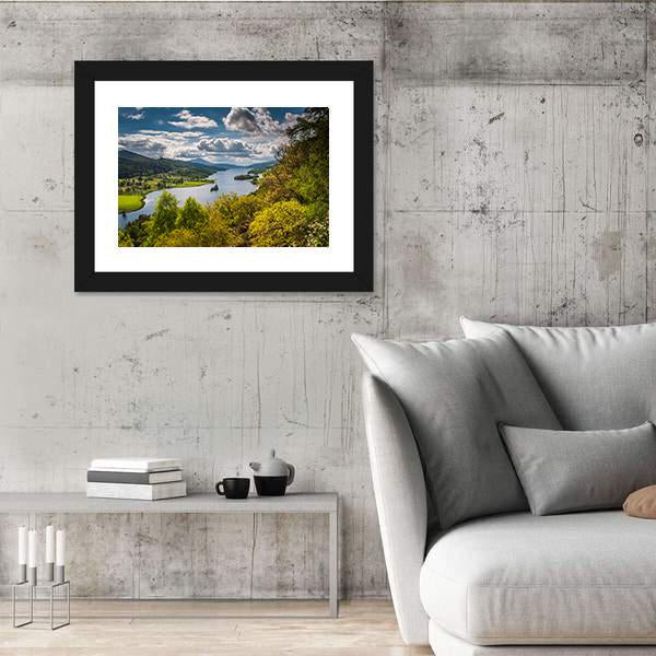 Queens View Near Pitlochry In Scotland Canvas Wall Art-3 Horizontal-Gallery Wrap-25" x 16"-Tiaracle