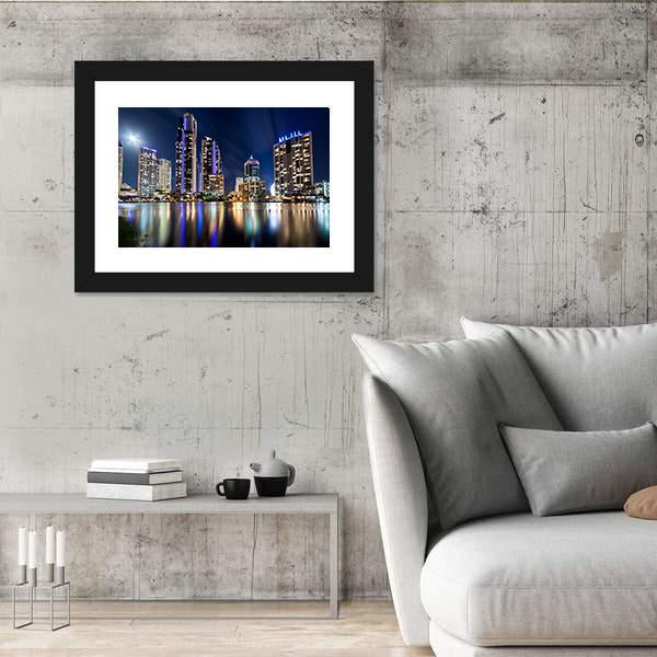 Queensland City At Night Australia Canvas Wall Art-5 Horizontal-Gallery Wrap-22" x 12"-Tiaracle