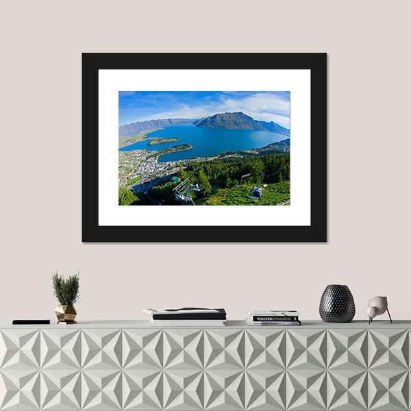 Queenstown And Lake Wakatipu Canvas Wall Art-1 Piece-Framed Print-20" x 16"-Tiaracle