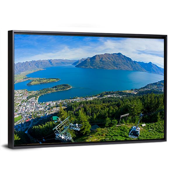 Queenstown And Lake Wakatipu Canvas Wall Art-3 Horizontal-Gallery Wrap-25" x 16"-Tiaracle