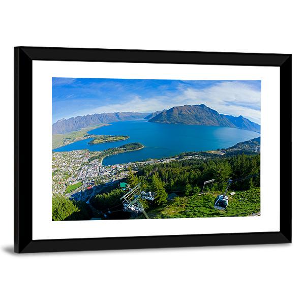 Queenstown And Lake Wakatipu Canvas Wall Art-3 Horizontal-Gallery Wrap-25" x 16"-Tiaracle