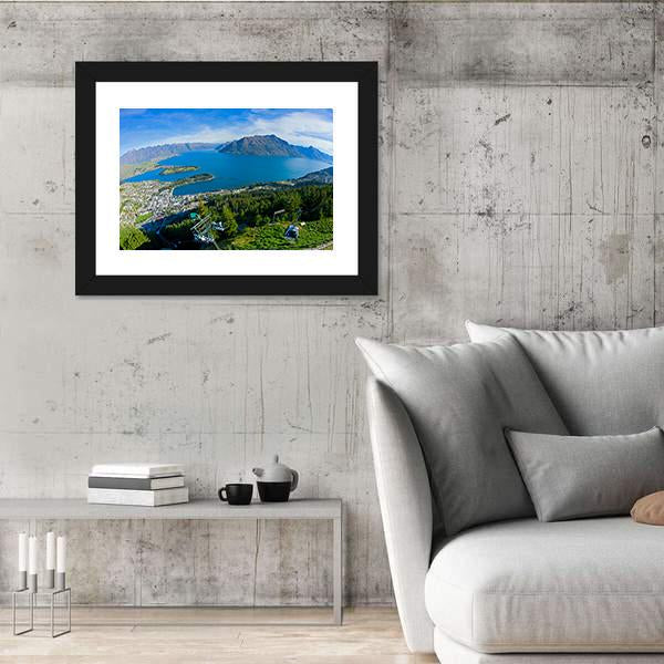 Queenstown And Lake Wakatipu Canvas Wall Art-3 Horizontal-Gallery Wrap-25" x 16"-Tiaracle