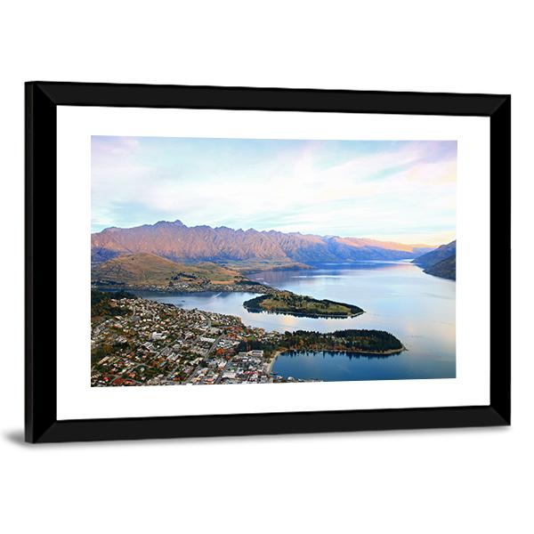 Queenstown Downtown Aerial View Canvas Wall Art-5 Horizontal-Gallery Wrap-22" x 12"-Tiaracle