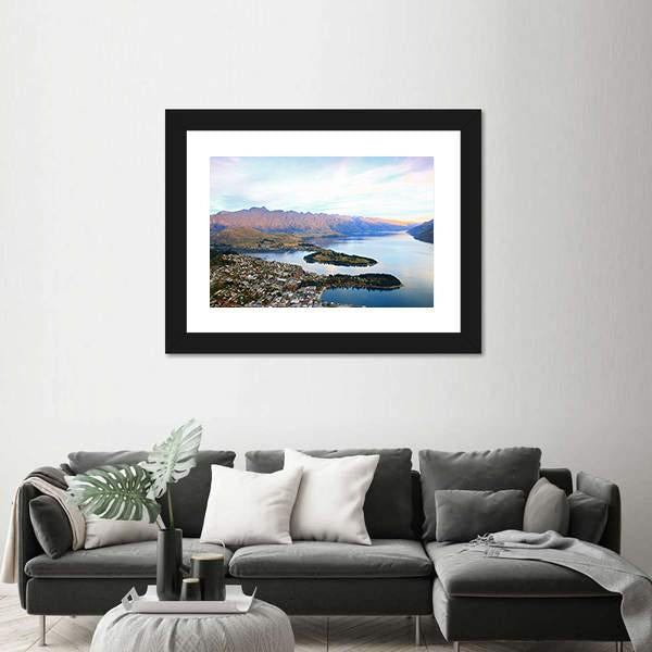 Queenstown Downtown Aerial View Canvas Wall Art-5 Horizontal-Gallery Wrap-22" x 12"-Tiaracle