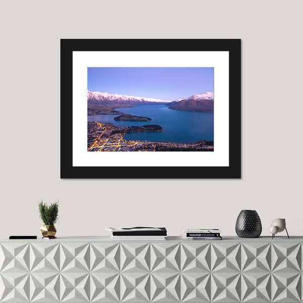 Queenstown During Sunset New Zealand Canvas Wall Art-1 Piece-Framed Print-30" x 20"-Tiaracle