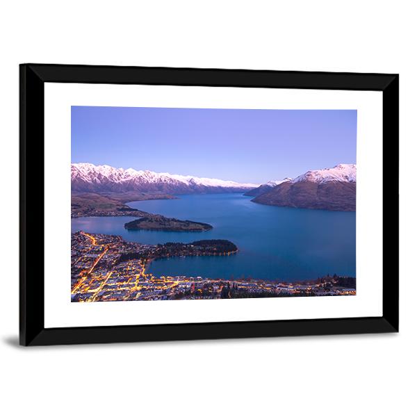 Queenstown During Sunset New Zealand Canvas Wall Art-5 Horizontal-Gallery Wrap-22" x 12"-Tiaracle