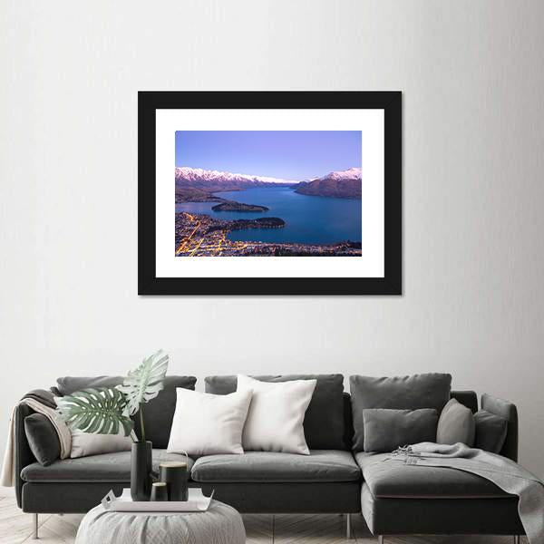 Queenstown During Sunset New Zealand Canvas Wall Art-5 Horizontal-Gallery Wrap-22" x 12"-Tiaracle