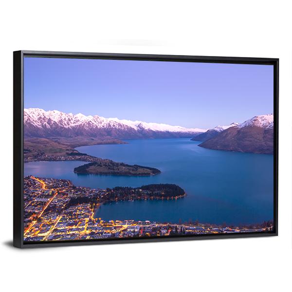Queenstown During Sunset New Zealand Canvas Wall Art-5 Horizontal-Gallery Wrap-22" x 12"-Tiaracle