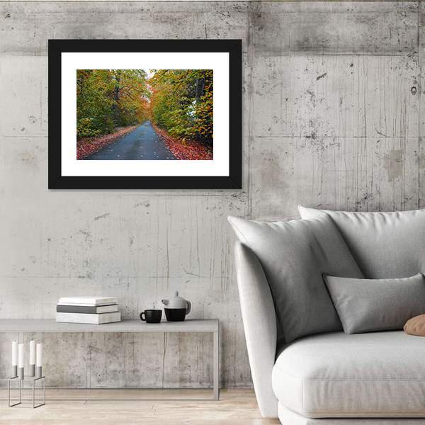 Quiet Leafy Country Lane Canvas Wall Art-5 Horizontal-Gallery Wrap-22" x 12"-Tiaracle