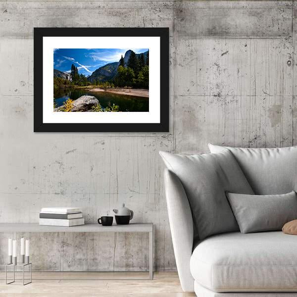 Quiet River In Yosemite Valley Canvas Wall Art-3 Horizontal-Gallery Wrap-25" x 16"-Tiaracle