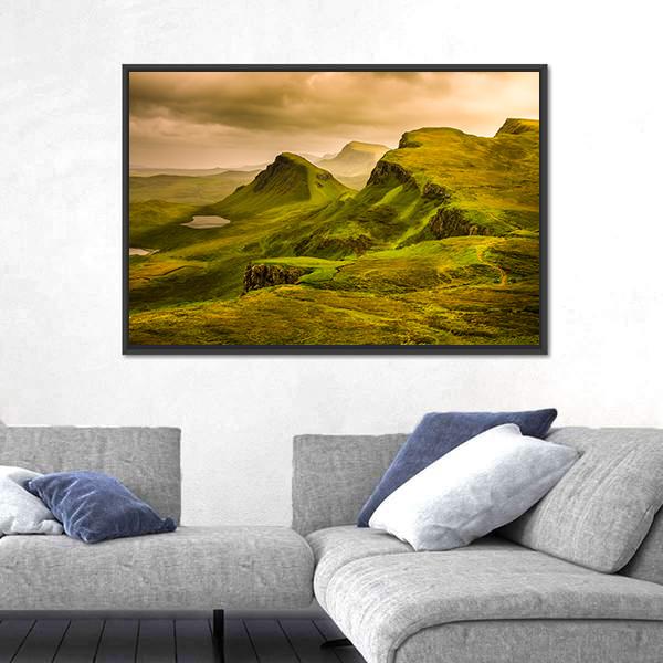 Quiraing Mountains Sunset Canvas Wall Art-3 Horizontal-Gallery Wrap-25" x 16"-Tiaracle