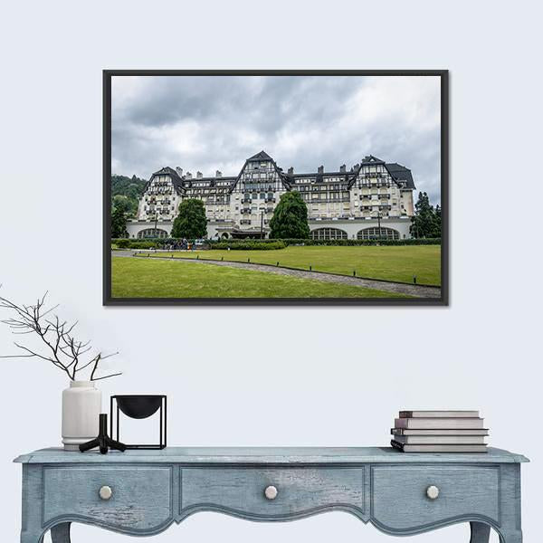 Quitandinha Palace Former Casino Hotel In Brazil Canvas Wall Art-1 Piece-Floating Frame-24" x 16"-Tiaracle