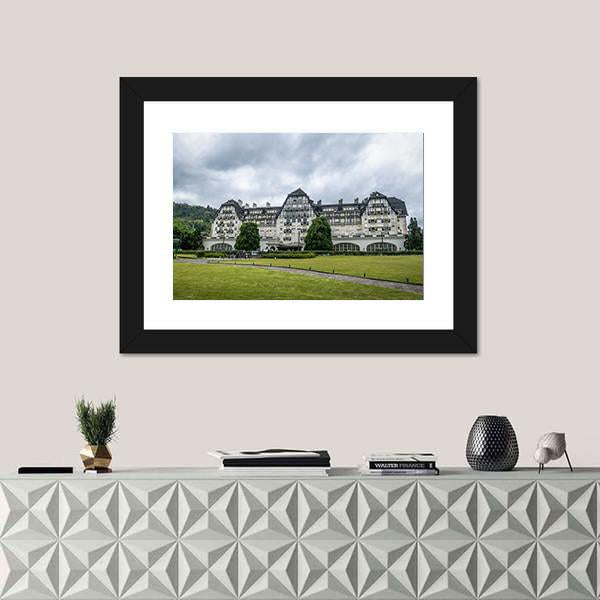 Quitandinha Palace Former Casino Hotel In Brazil Canvas Wall Art-1 Piece-Framed Print-20" x 16"-Tiaracle