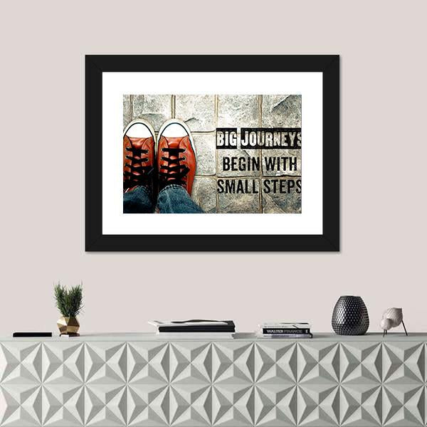 Quote "Big Journeys Begin With Small Steps" Canvas Wall Art-1 Piece-Framed Print-20" x 16"-Tiaracle