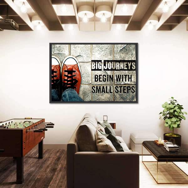Quote "Big Journeys Begin With Small Steps" Canvas Wall Art-3 Horizontal-Gallery Wrap-25" x 16"-Tiaracle