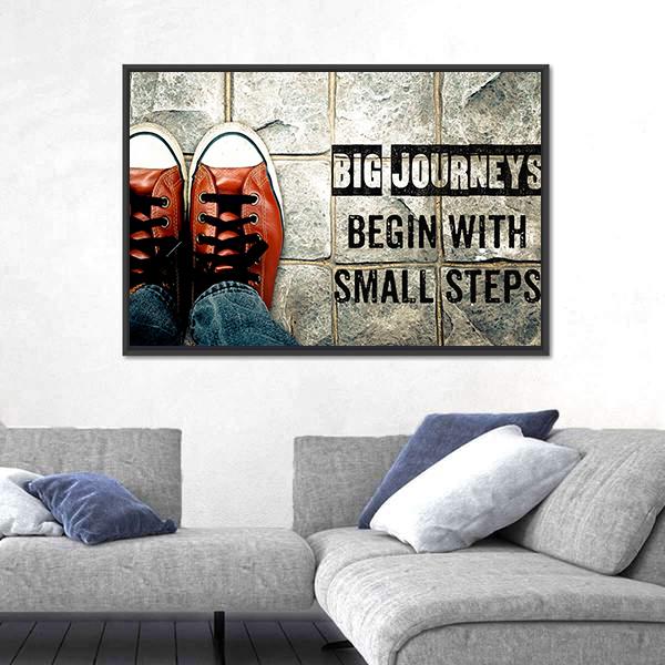 Quote "Big Journeys Begin With Small Steps" Canvas Wall Art-3 Horizontal-Gallery Wrap-25" x 16"-Tiaracle