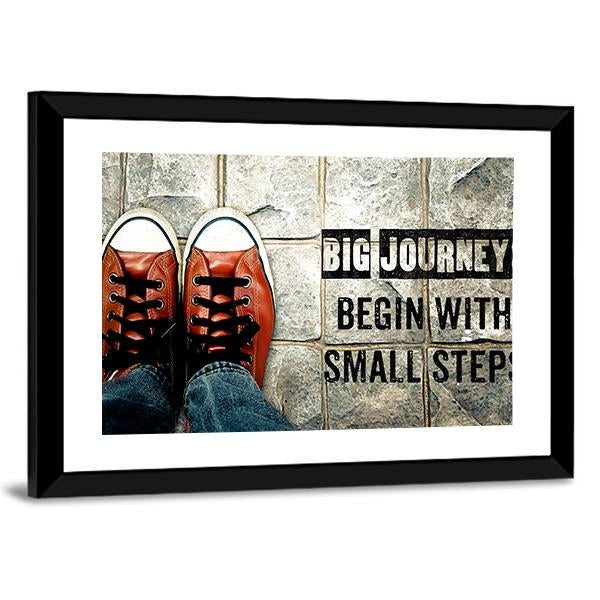 Quote "Big Journeys Begin With Small Steps" Canvas Wall Art-3 Horizontal-Gallery Wrap-25" x 16"-Tiaracle