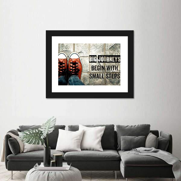 Quote "Big Journeys Begin With Small Steps" Canvas Wall Art-3 Horizontal-Gallery Wrap-25" x 16"-Tiaracle