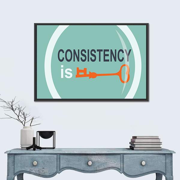 Quote "Consistency Is Key Searching" Canvas Wall Art-1 Piece-Floating Frame-24" x 16"-Tiaracle