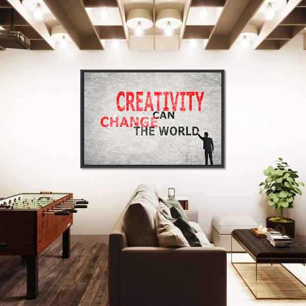 Quote "Creativity Can Change The World" Canvas Wall Art-1 Piece-Floating Frame-24" x 16"-Tiaracle
