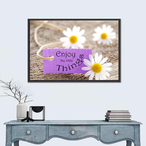Quote "Enjoy The Little Things" Canvas Wall Art-1 Piece-Floating Frame-24" x 16"-Tiaracle