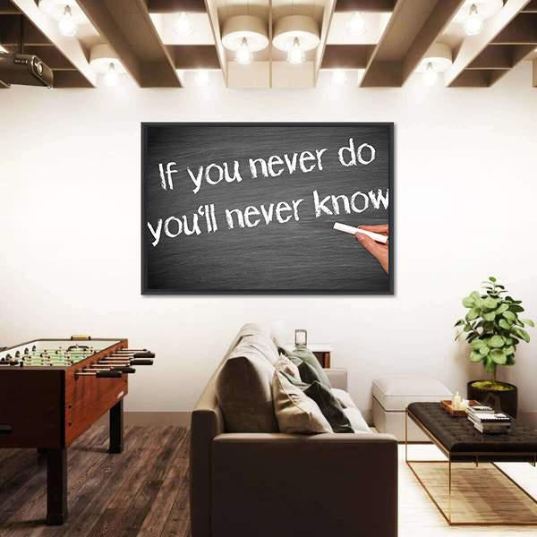 Quote "If You Never Do You Will Never Know" Canvas Wall Art-3 Horizontal-Gallery Wrap-25" x 16"-Tiaracle