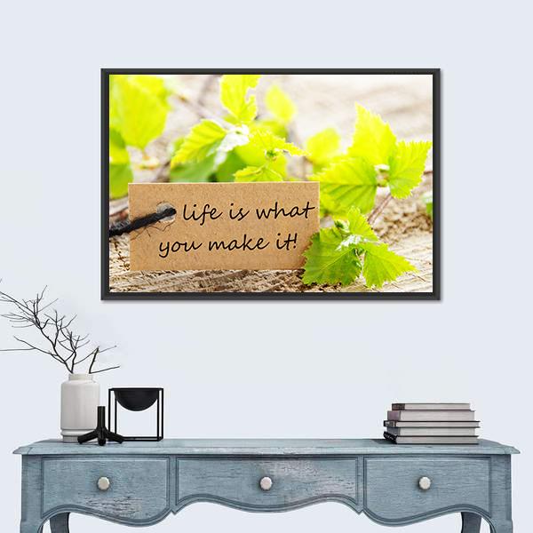 Quote "Life Is What You Make It" Canvas Wall Art-1 Piece-Floating Frame-24" x 16"-Tiaracle