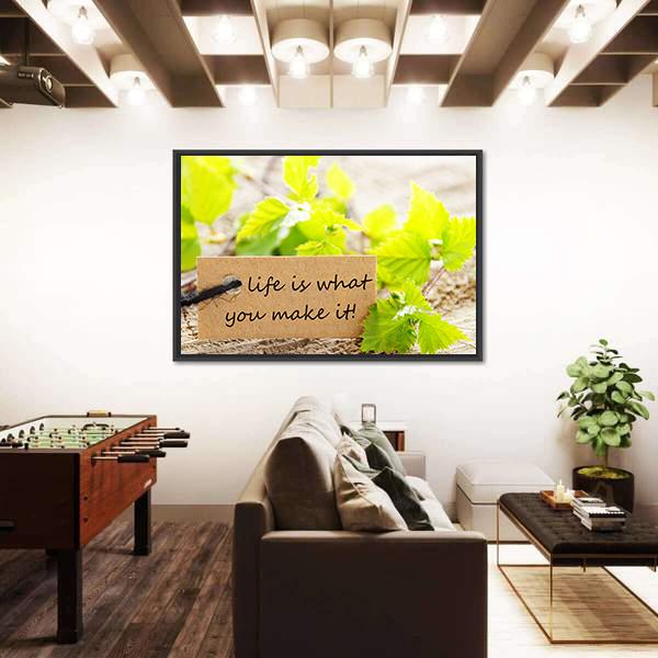 Quote "Life Is What You Make It" Canvas Wall Art-3 Horizontal-Gallery Wrap-25" x 16"-Tiaracle