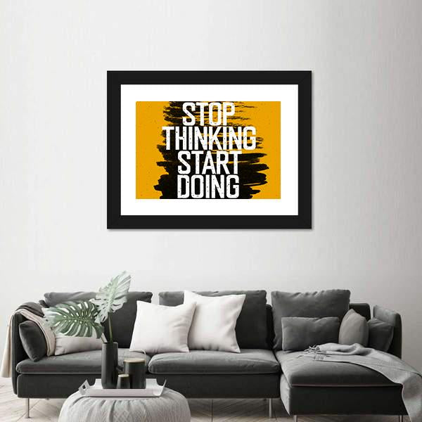 Quote " Stop Thinking Start Doing" Canvas Wall Art-1 Piece-Framed Print-20" x 16"-Tiaracle