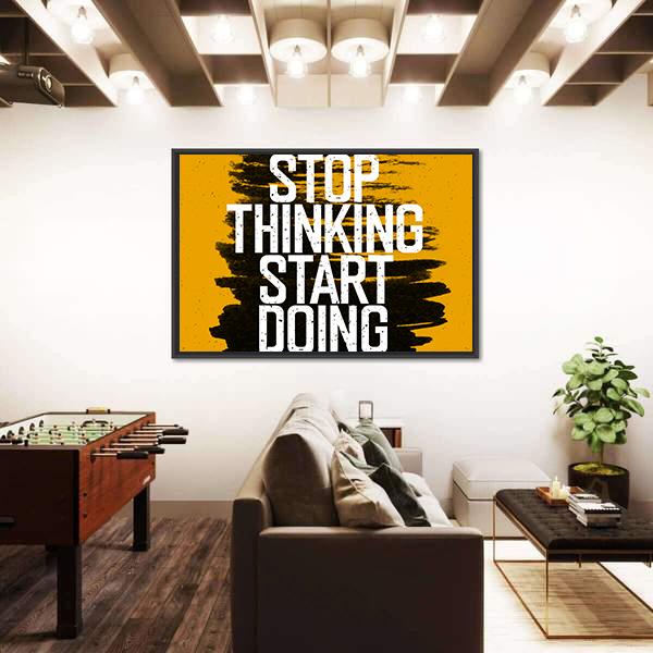 Quote " Stop Thinking Start Doing" Canvas Wall Art-3 Horizontal-Gallery Wrap-25" x 16"-Tiaracle