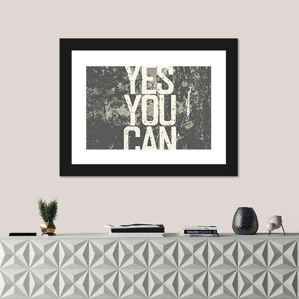 Quote " Yes You Can " Canvas Wall Art-1 Piece-Framed Print-20" x 16"-Tiaracle