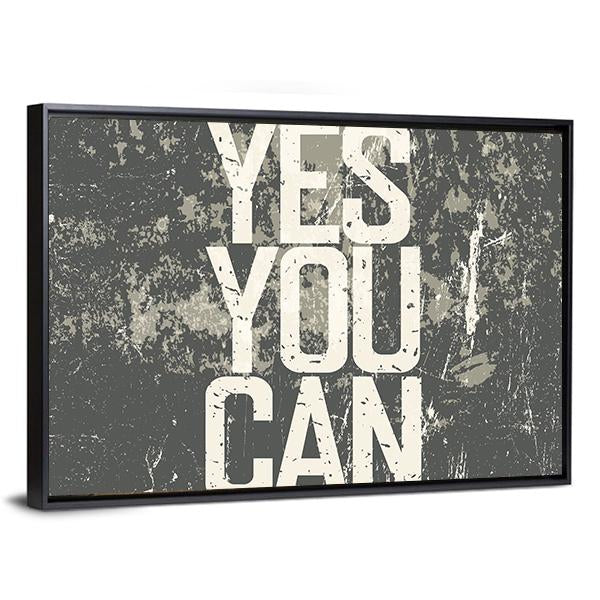 Quote " Yes You Can " Canvas Wall Art-3 Horizontal-Gallery Wrap-25" x 16"-Tiaracle