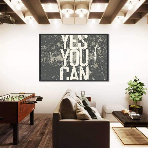 Quote " Yes You Can " Canvas Wall Art-3 Horizontal-Gallery Wrap-25" x 16"-Tiaracle