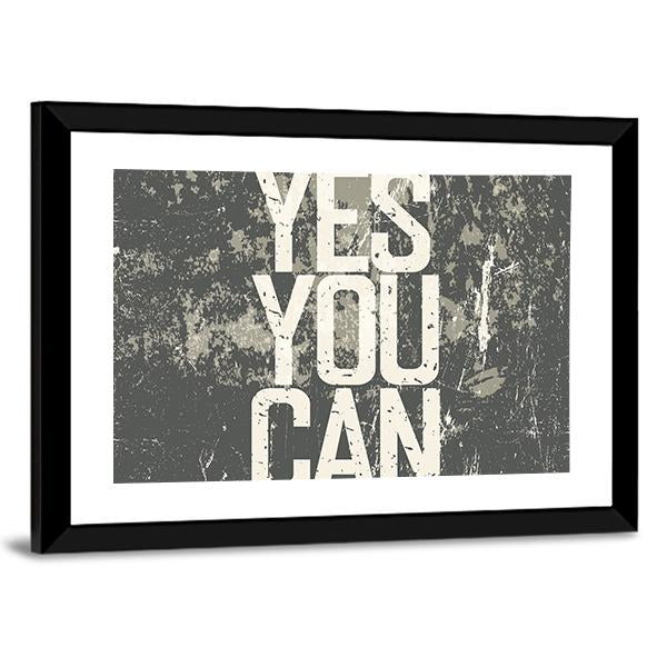Quote " Yes You Can " Canvas Wall Art-3 Horizontal-Gallery Wrap-25" x 16"-Tiaracle
