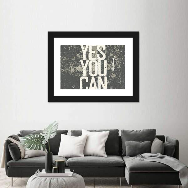 Quote " Yes You Can " Canvas Wall Art-3 Horizontal-Gallery Wrap-25" x 16"-Tiaracle