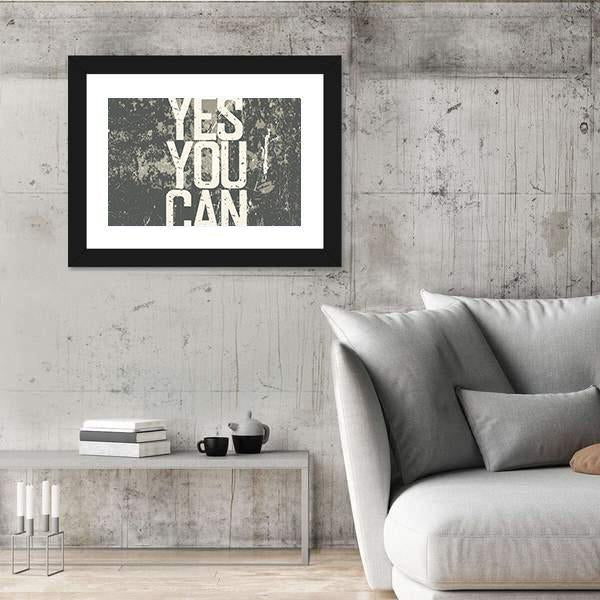 Quote " Yes You Can " Canvas Wall Art-3 Horizontal-Gallery Wrap-25" x 16"-Tiaracle