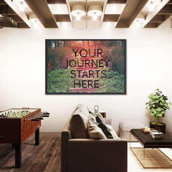 Quote "Your Journey Starts Here" Canvas Wall Art-1 Piece-Floating Frame-24" x 16"-Tiaracle