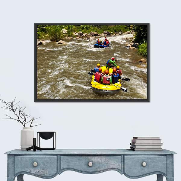 Rafting Race Canvas Wall Art-1 Piece-Floating Frame-24&quot; x 16&quot;-Tiaracle