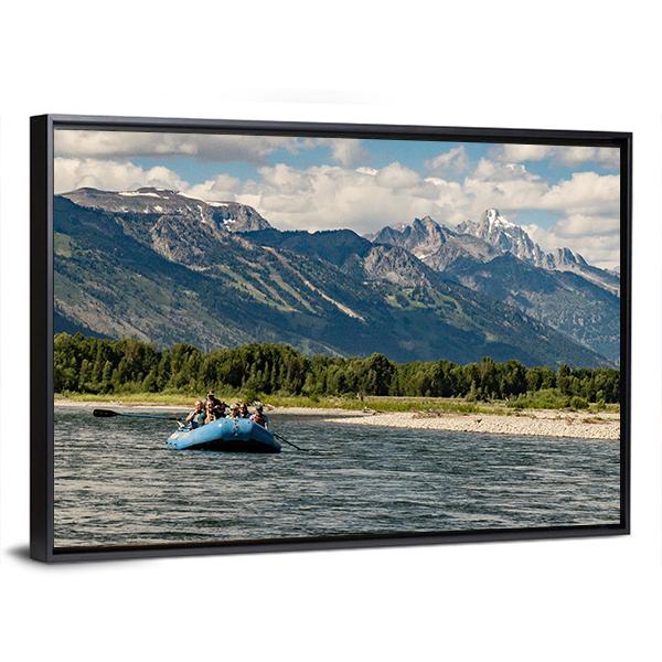 Rafting The Snake River In Wyoming Canvas Wall Art-3 Horizontal-Gallery Wrap-25" x 16"-Tiaracle